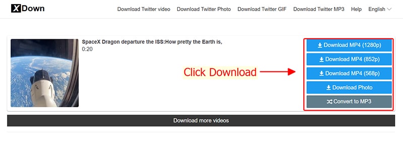 Press the download mp4 button to save the video to your device